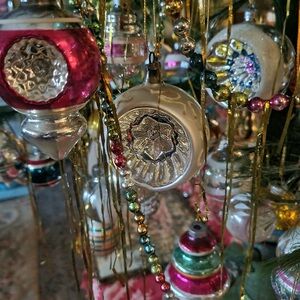 Vintage Christmas Glass Indent Ornament